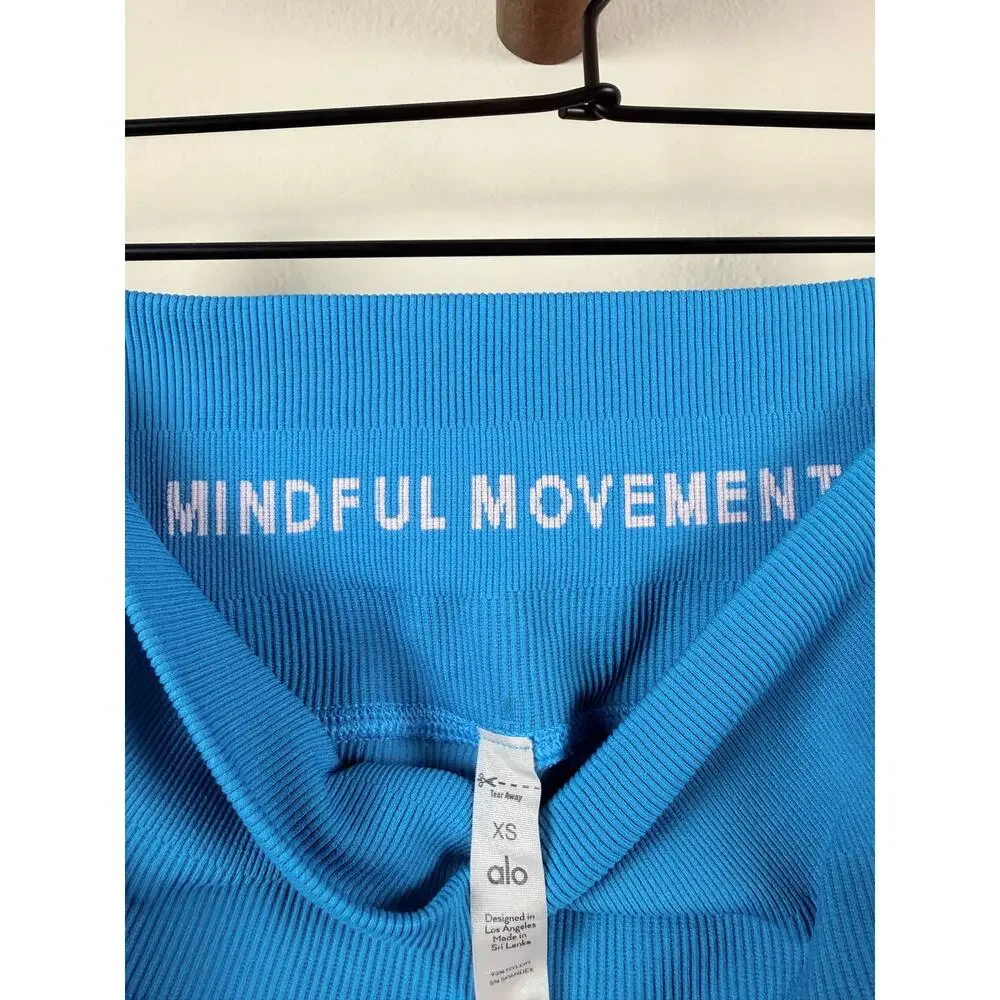 Alo Teal/Blue Yoga Mindful Movement Ribbed Leggings Womens XS Blue High Rise